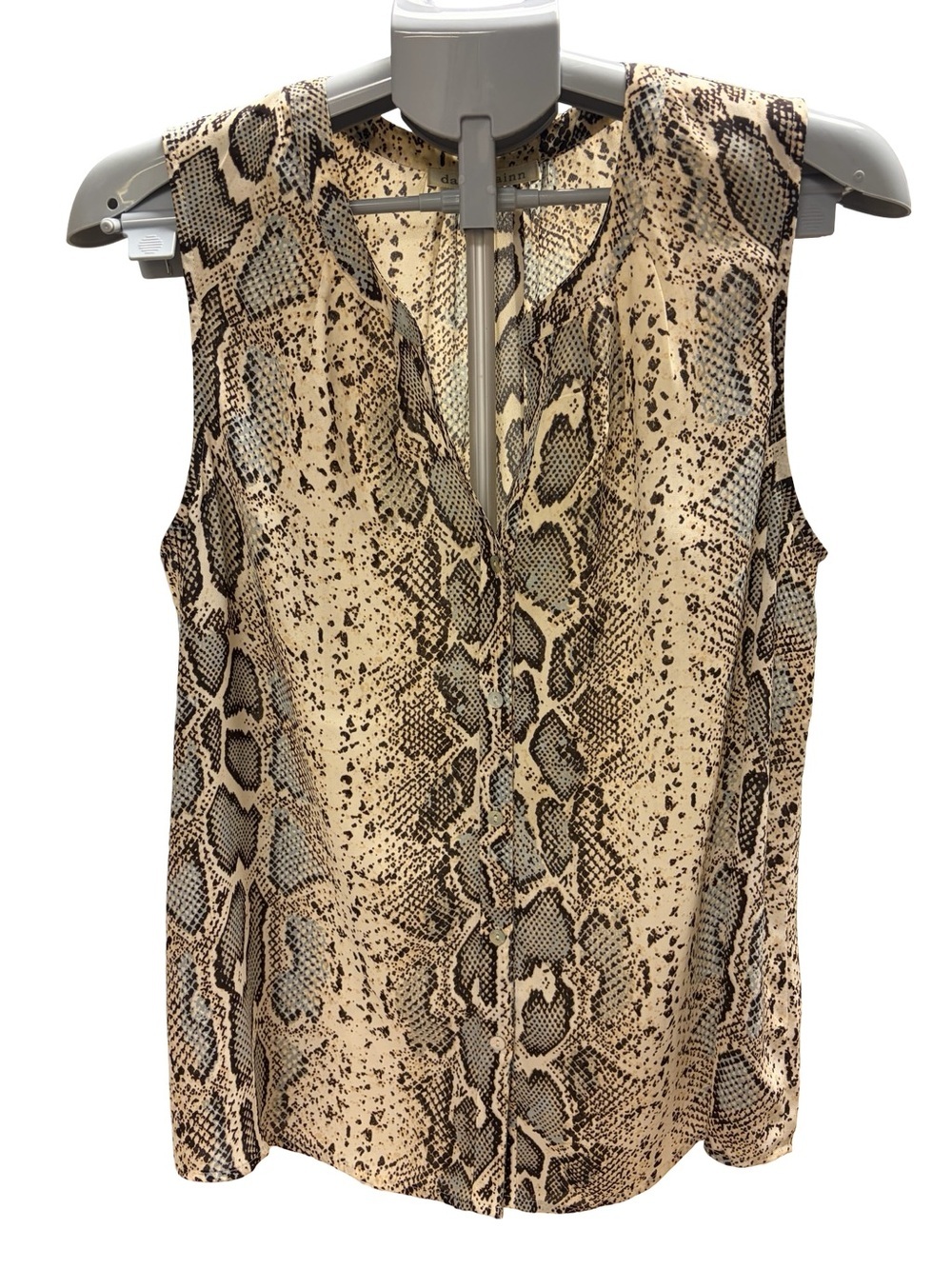 Daniel Rainn Snake-Print Sleeveless Blouse in Beige and Brown